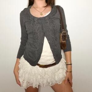 Y2k gray mossimo ruffle cardigan